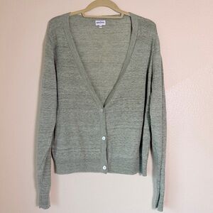 Brora Sage Green Linen Cardigan, Size 16